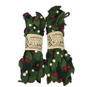 Trader Joe's 2025 Holiday Felted Holly Garland 9' Set of 2